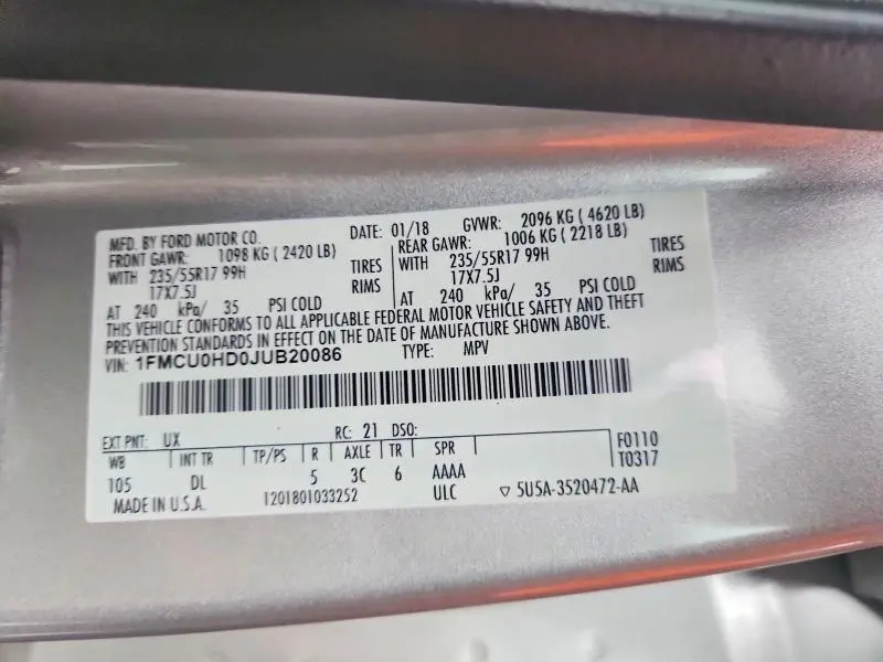 2018 FORD ESCAPE SEL  