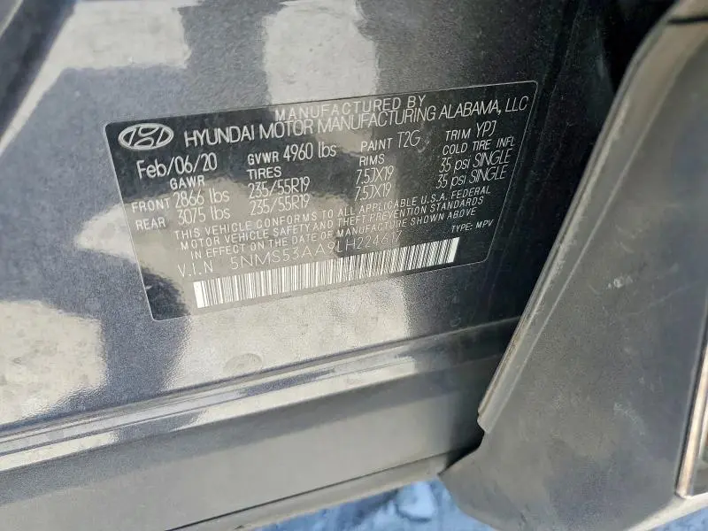 2020 HYUNDAI SANTA FE LIMITED 2.0T  