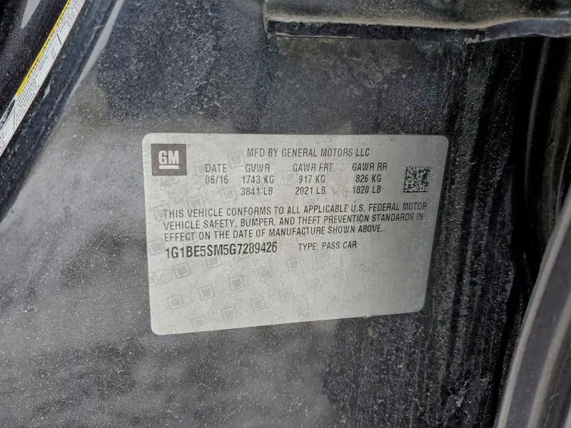 2016 CHEVROLET CRUZE LT  