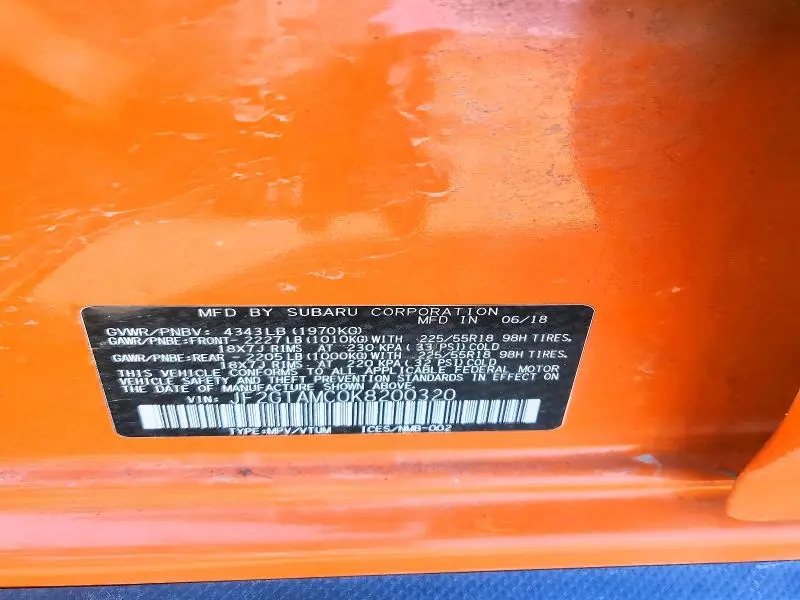 2019 SUBARU CROSSTREK LIMITED  