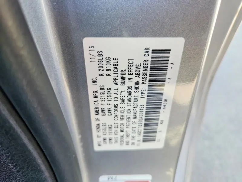 2016 HONDA ACCORD EXL  