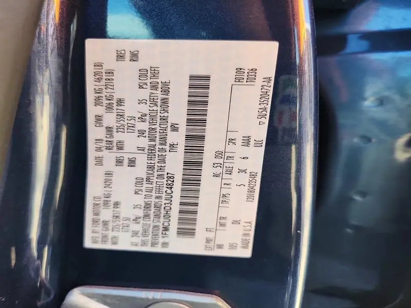2018 FORD ESCAPE SEL  