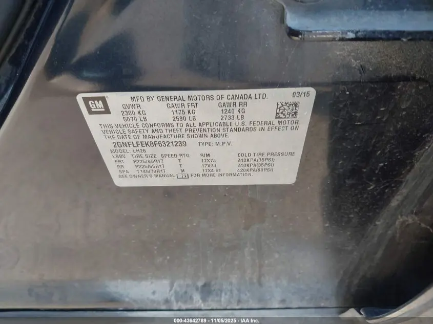 2015 CHEVROLET EQUINOX 1LT