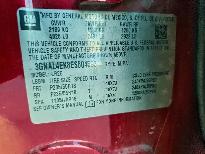 2014 CHEVROLET CAPTIVA LTZ  