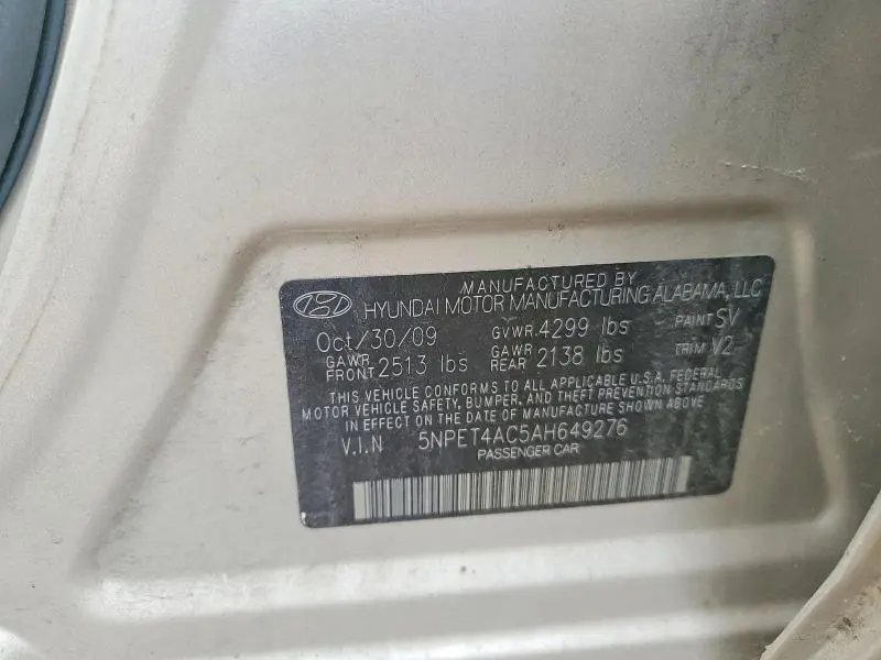 2010 HYUNDAI SONATA GLS  