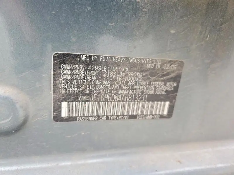 2010 SUBARU IMPREZA OUTBACK SPORT  