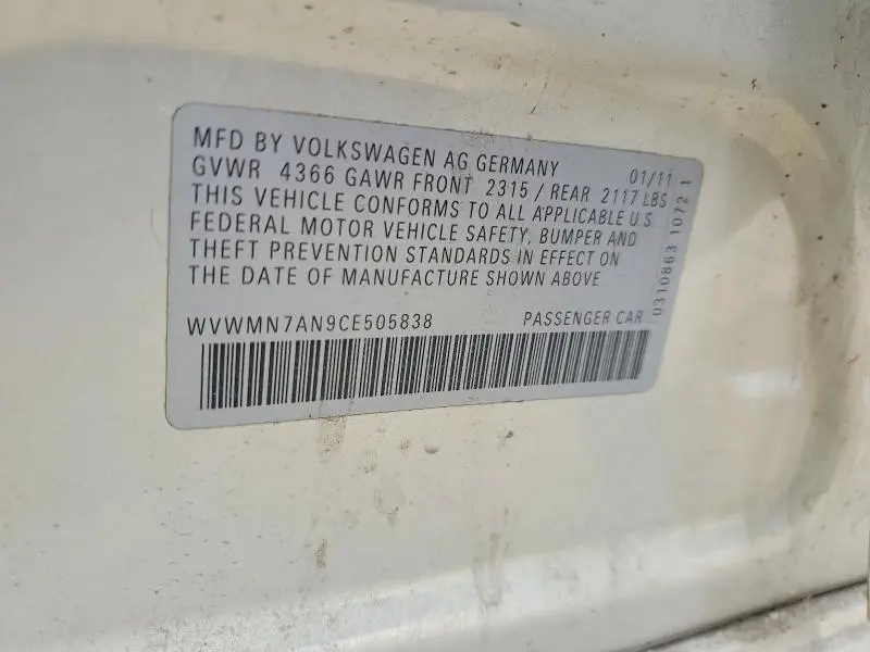 2012 VOLKSWAGEN CC SPORT  