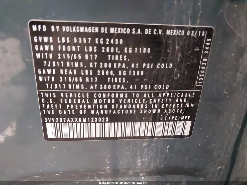 2019 VOLKSWAGEN TIGUAN 2.0T SE/2.0T SEL/2.0T SEL R-LINE/2.0T SEL R-LINE BLACK