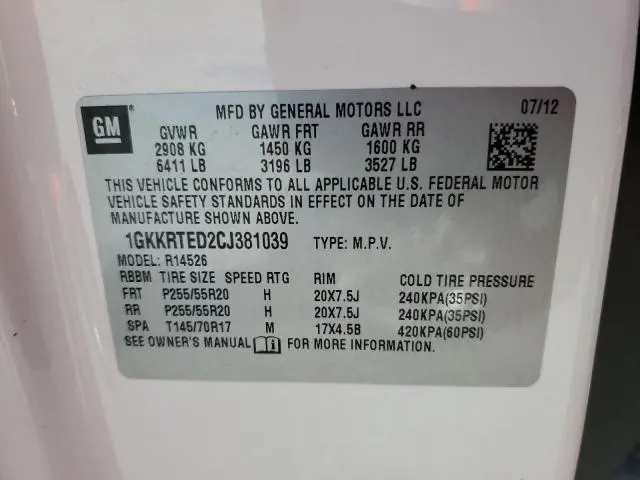 2012 GMC ACADIA DENALI  