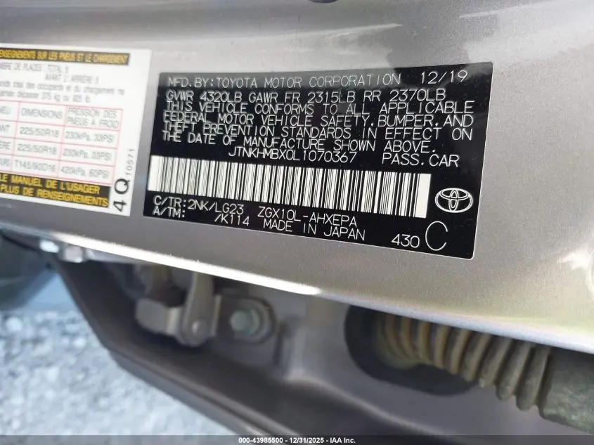 2020 TOYOTA C-HR LIMITED