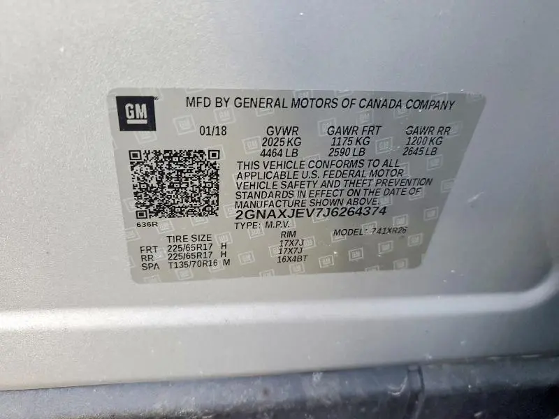 2018 CHEVROLET EQUINOX   