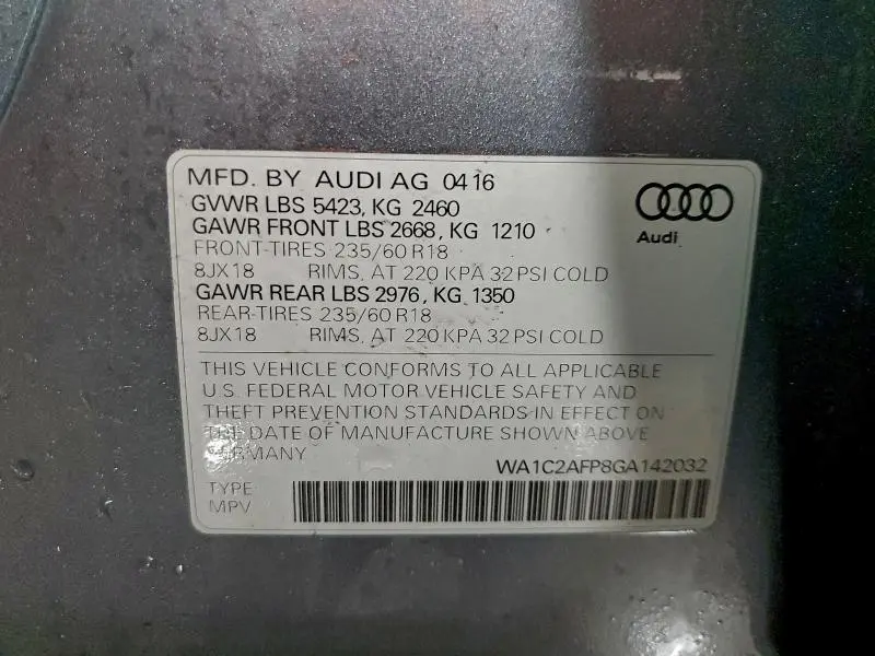2016 AUDI Q5 PREMIUM  