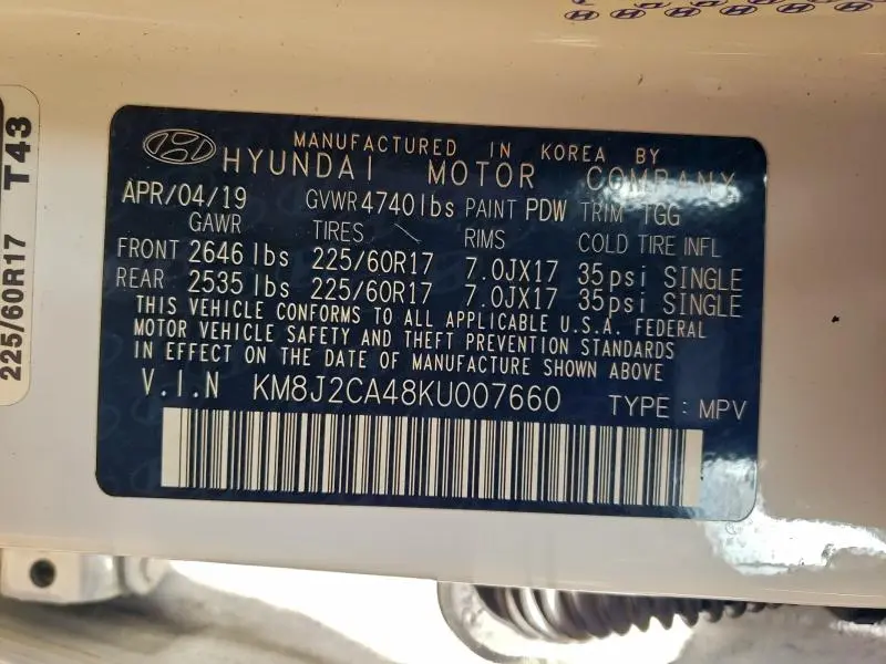 2019 HYUNDAI TUCSON SE  