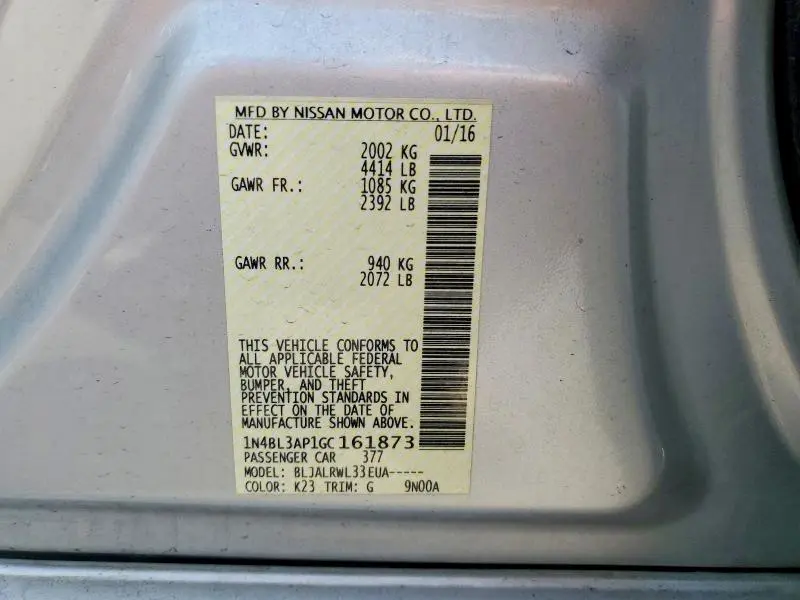 2016 NISSAN ALTIMA 3.5 SL  