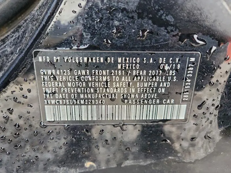 2019 VOLKSWAGEN JETTA S  