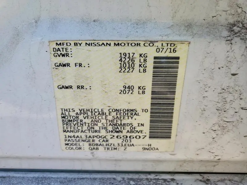 2016 NISSAN ALTIMA 2.5 SR  