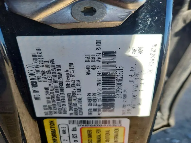 2017 FORD FUSION SE  