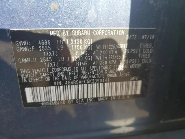 2019 SUBARU OUTBACK 2.5I PREMIUM  
