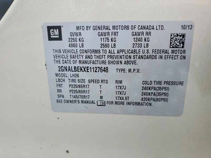 2014 CHEVROLET EQUINOX LT  