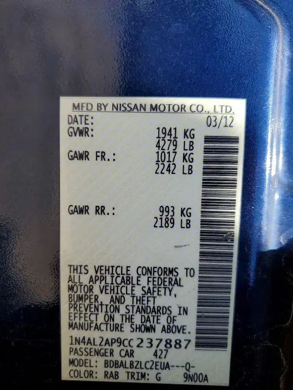 2012 NISSAN ALTIMA 2.5  