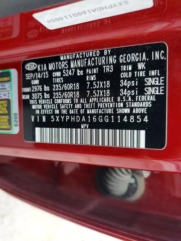 2016 KIA SORENTO EX  