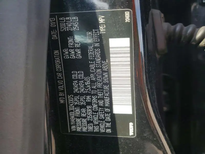 2013 VOLVO XC60 3.2  