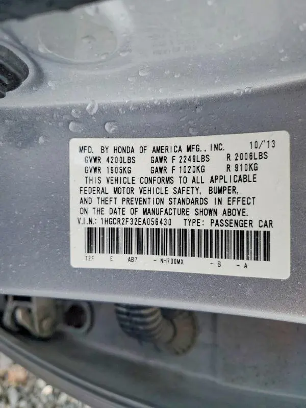 2014 HONDA ACCORD LX  