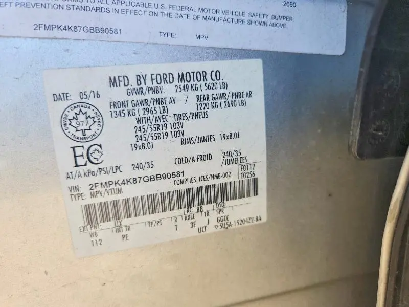 2016 FORD EDGE TITANIUM  