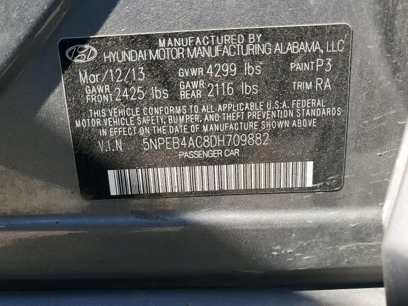 2013 HYUNDAI SONATA GLS  