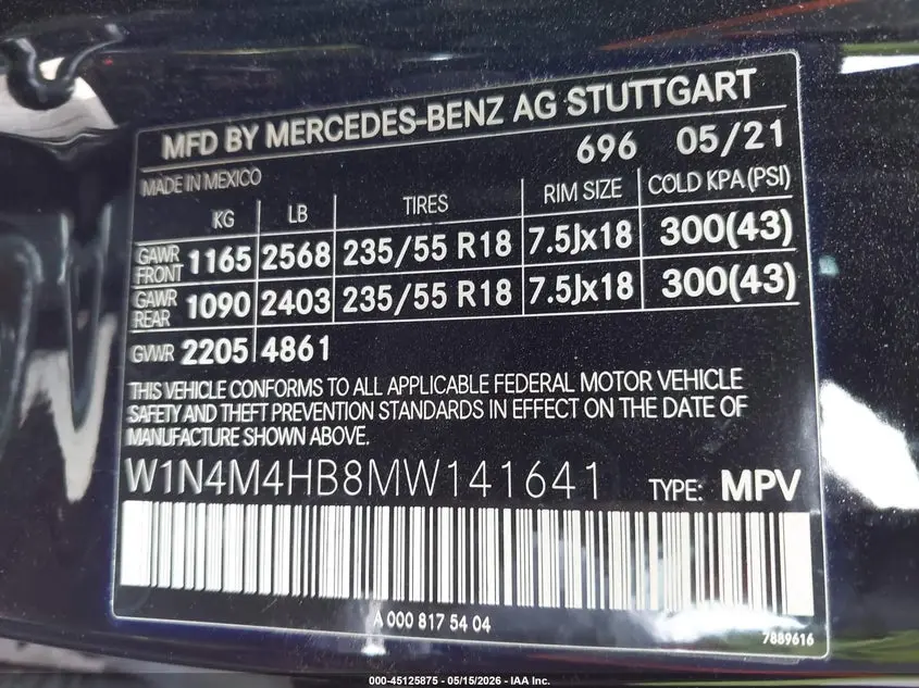 2021 MERCEDES-BENZ GLB 250 4MATIC