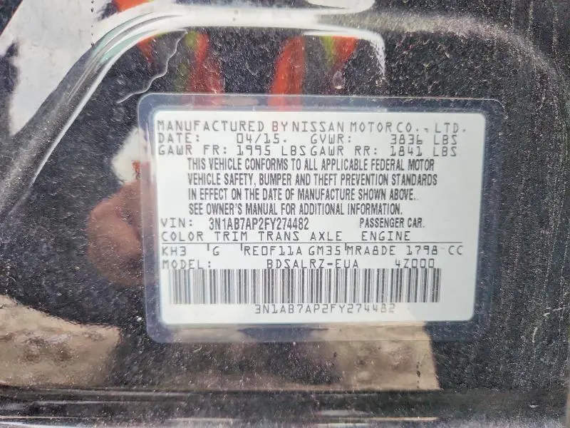 2015 NISSAN SENTRA SR  