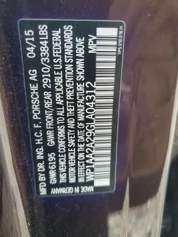 2016 PORSCHE CAYENNE   