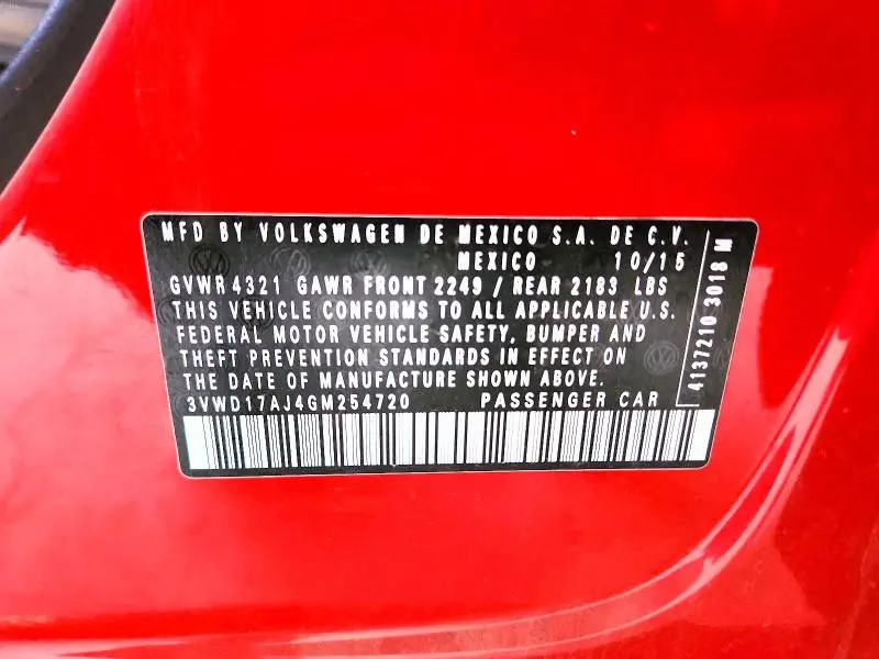 2016 VOLKSWAGEN JETTA SPORT  