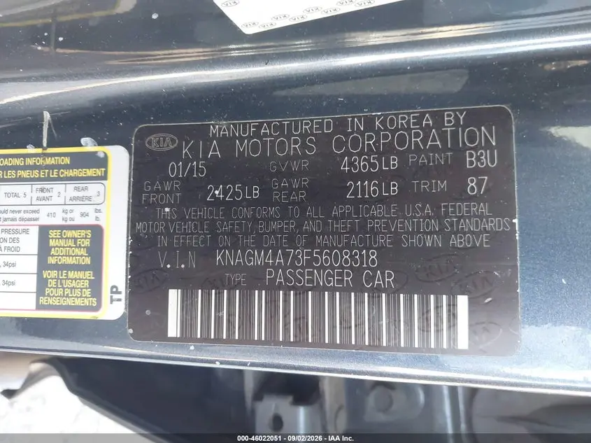 2015 KIA OPTIMA LX