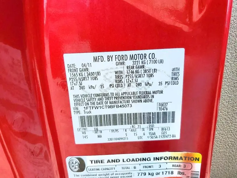 2011 FORD F150 SUPERCREW  