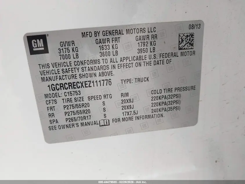 2014 CHEVROLET SILVERADO 1500 1LT