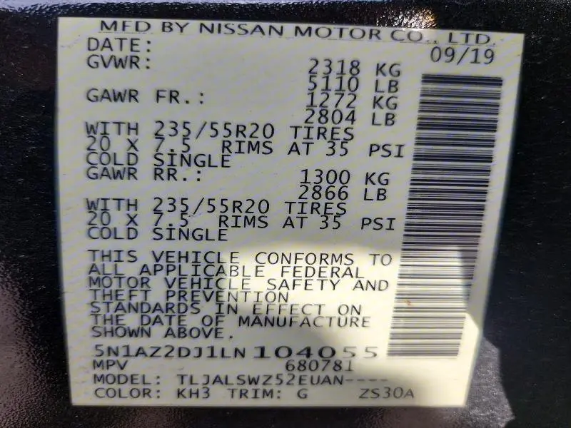 2020 NISSAN MURANO PLATINUM  