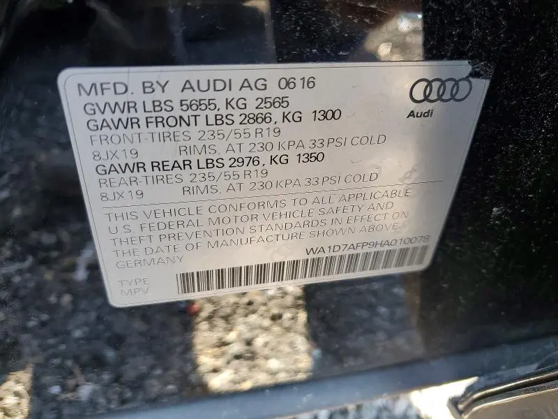 2017 AUDI Q5 PREMIUM PLUS S-LINE  