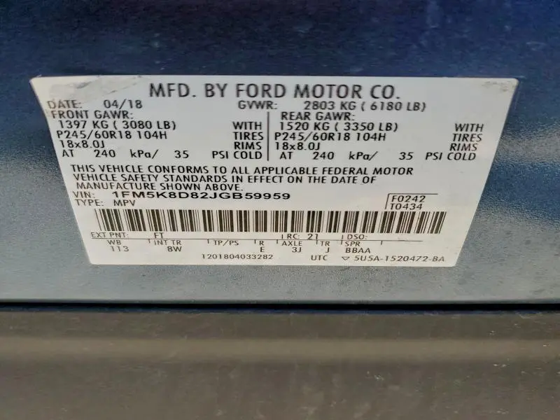 2018 FORD EXPLORER XLT  