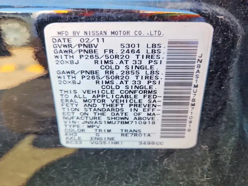 2011 INFINITI FX35 BASE  