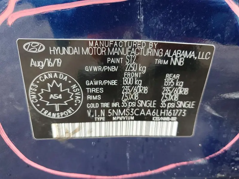 2020 HYUNDAI SANTA FE SEL 2.0T  