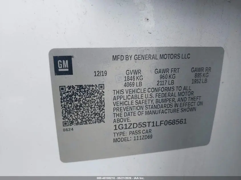 2020 CHEVROLET MALIBU FWD LT