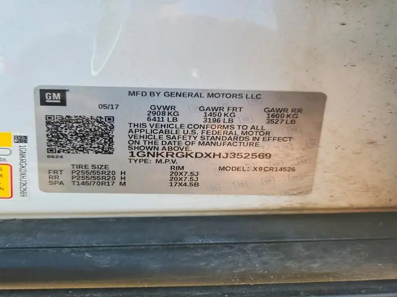 2017 CHEVROLET TRAVERSE LT  