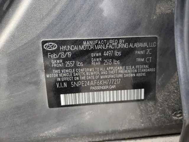 2019 HYUNDAI SONATA SE  