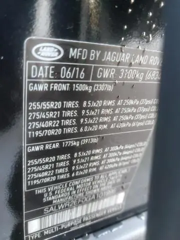 2016 LAND ROVER RANGE ROVER SPORT SC  