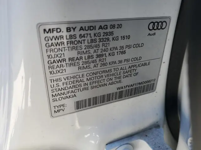 2021 AUDI Q8 PRESTIGE S-LINE