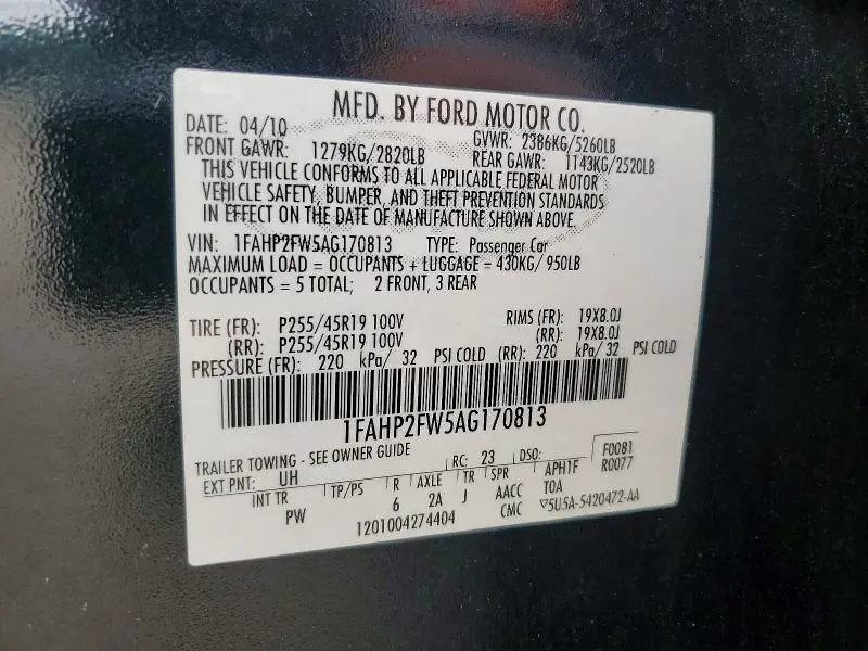 2010 FORD TAURUS LIMITED  