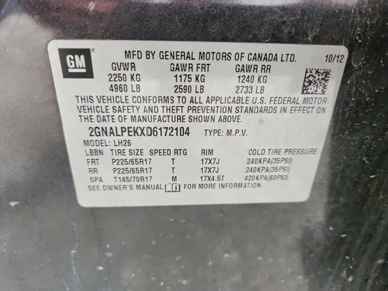 2013 CHEVROLET EQUINOX LT  