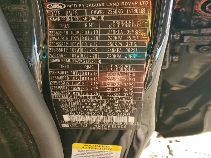 2018 LAND ROVER RANGE ROVER EVOQUE SE  