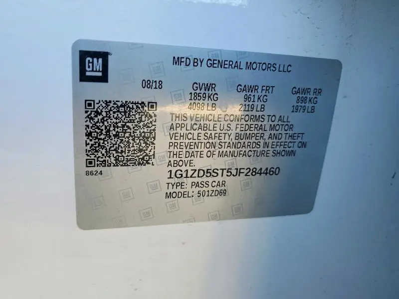 2018 CHEVROLET MALIBU LT  